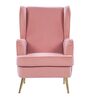 Charm Velvet Wing Chair in Blush Pink Colour