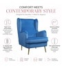 Charm Velvet Fabric Lounge Chair In Blue Colour