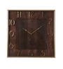 Gold Wood Square Wall Clock