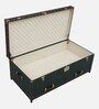 Chavez Leather Linen Trunk In Green Colour
