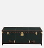 Chavez Leather Linen Trunk In Green Colour
