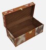 Chavez Leather Linen Trunk In Tan Brown Colour
