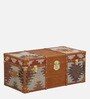 Chavez Leather Linen Trunk In Tan Brown Colour