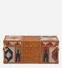 Chavez Leather Linen Trunk In Tan Brown Colour
