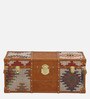 Chavez Leather Linen Trunk In Tan Brown Colour