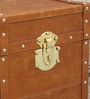 Chavez Leather Linen Trunk In Tan Brown Colour