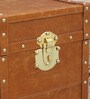 Chavez Leather Linen Trunk In Tan Brown Colour