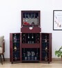 Chavez Leatherette Two Door Bar Cabinet In Wine Red Colour