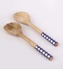 Checkered Blue & White MDF (Set of 2) Serving Cutlery