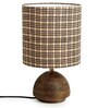 Checkered-Carved Table Lamp in Mango Wood