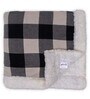 Checkered Sherpa Blanket in Grey & Black Colour