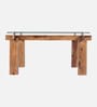 Checkers Sheesham Wood Square Coffee Table in Rustic Teak Finish with Glass Top Checkers Sheesham Wood Square Coffee Table in Rustic Teak Finish with Glass Top