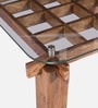 Checkers Sheesham Wood Square Coffee Table in Rustic Teak Finish with Glass Top Checkers Sheesham Wood Square Coffee Table in Rustic Teak Finish with Glass Top