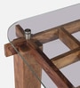 Checkers Sheesham Wood Square Coffee Table in Rustic Teak Finish with Glass Top Checkers Sheesham Wood Square Coffee Table in Rustic Teak Finish with Glass Top