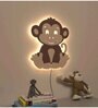 Cheerful Baby Monkey Brown & Beige Engineered Wood Wall Art With LED Light