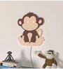Cheerful Baby Monkey Brown & Beige Engineered Wood Wall Art With LED Light