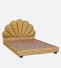 Cheerful Upholstered Queen Size Bed In Yellow Colour