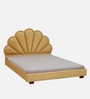 Cheerful Upholstered Queen Size Bed In Yellow Colour