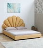 Cheerful Upholstered Queen Size Bed In Yellow Colour