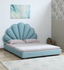 Cheerful Upholstered Queen Size Bed In Blue Colour