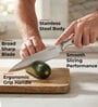 Chef Knife Stainless Steel, Sharp Big Kitchen Knife for Vegetables, Meat & Fruits, Heavy Duty Cutting Knife with Comfort Handle