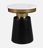 Chelsea Marble Top End Table In White, Black & Gold Colour