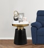Chelsea Marble Top End Table In White, Black & Gold Colour