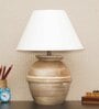 Bolanzo White Cotton Shade Night Lamp With Wood Base