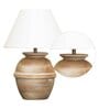 Bolanzo White Cotton Shade Night Lamp With Wood Base