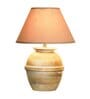 Vicenza Beige Cotton Shade Night Lamp With Wood Base