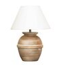 Bolanzo White Cotton Shade Night Lamp With Wood Base