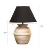 Levo Black Cotton Shade Night Lamp With Wood Base