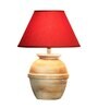 Como Maroon Cotton Shade Night Lamp With Wood Base