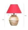 Como Maroon Cotton Shade Night Lamp With Wood Base