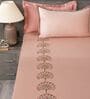 Chempange Rose 300TC 100% Cotton Solids Flat Embroidered Super King Bedsheet With 2 Pillow Covers
