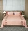 Chempange Rose 300TC 100% Cotton Solids Flat Embroidered Super King Bedsheet With 2 Pillow Covers