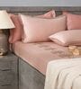 Chempange Rose 300TC 100% Cotton Solids Flat Embroidered Super King Bedsheet With 2 Pillow Covers