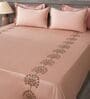 Chempange Rose 300TC 100% Cotton Solids Flat Embroidered Super King Bedsheet With 2 Pillow Covers