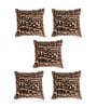 Brown Velvet Geometric 16x16 inches Cushion Cover (5Pc)
