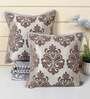 Grey Traditional Chenille 16 x 16 Inches Cushion Covers (Set of 2)