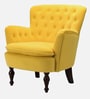 Chenille Tufted Velvet Fabric Arm Chair In Yellow Colour
