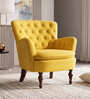 Chenille Tufted Velvet Fabric Arm Chair In Yellow Colour
