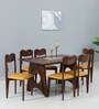 Cher Mango Wood 6 Seater Small Dining Set In Tubbaq Finish