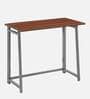 Cherry Metal Foldable Study Table in Brown Finish