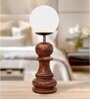 Chess Table Desk Lamp White Frost Shade, Handmade Wooden, Pawn