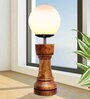 Chess Decorative Bedside Table Desk Lamp White Frost Shade, Handmade Wooden, Rook