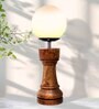 Chess Decorative Bedside Table Desk Lamp White Frost Shade, Handmade Wooden, Rook