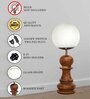Chess Table Desk Lamp White Frost Shade, Handmade Wooden, Pawn
