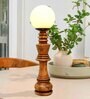 Chess Decorative Bedside Table Desk Lamp White Frost Shade, Handmade Wooden, King