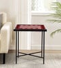 Chess Glass Top Patio Table in Red And White Colour
